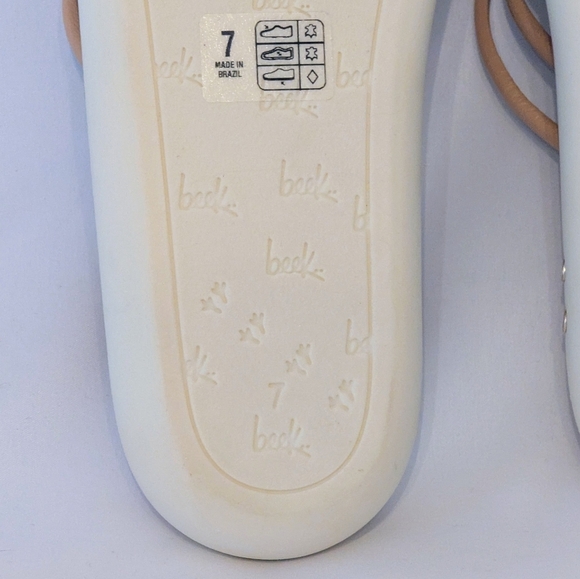 beek PEEP Leather Platform Sandal Flat Tube Straps Toe Ring Slip On Beach 7 NWOB - Picture 13 of 16